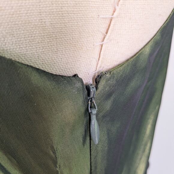 Vintage Rubin Prom Dress Maxi Gown 2 Green Ruffle Y2K Fairy Glam One Shoulder - Picture 13 of 14